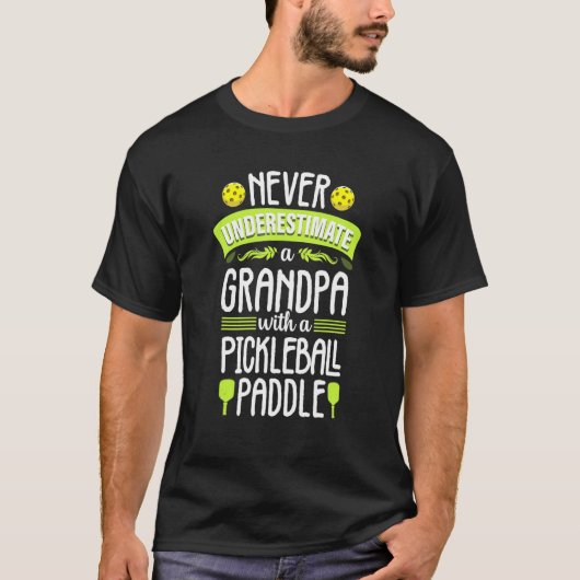 Pickleball Opa Papa Paddle Ball Cool voor mannen T-shirt (Voorkant)