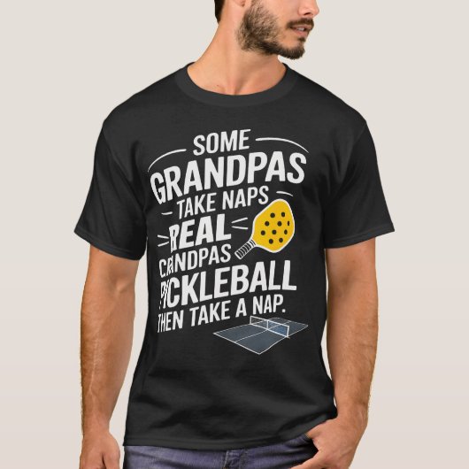 Pickleball Opa Speler Vaderdag Grappig T-shirt (Voorkant)