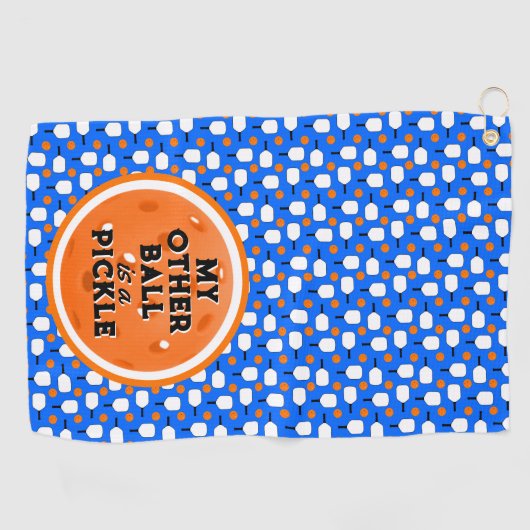 Pickleball Other Ball is een augurkblauw Sinaasapp Golfhanddoek (Horizontaal)