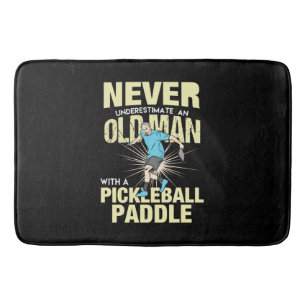 Pickleball - Oude man met een pickleball-paddle Badmat