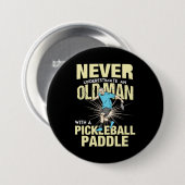 Pickleball - Oude man met een pickleball-paddle Ronde Button 7,6 Cm (Voorkant /achterkant)