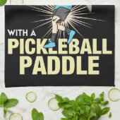 Pickleball - Oude man met een pickleball-paddle Theedoek (Gevouwen)