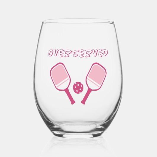 Pickleball Overserved Schattigee Sport Pun Pink Gi Wijnglas Zonder Voet (Voorkant)
