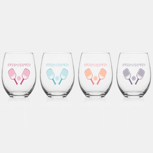 Pickleball Overserveerde Schattigee sportwoordspel Wijnglas Zonder Voet (Voorkant)