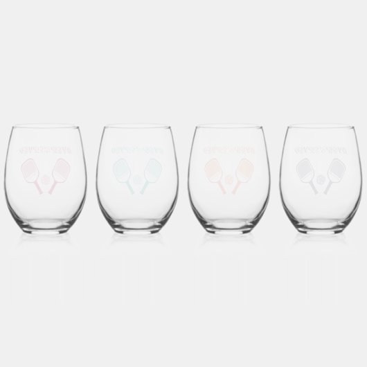 Pickleball Overserveerde Schattigee sportwoordspel Wijnglas Zonder Voet (Achterkant)