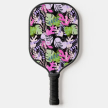 Pickleball Paddle : Abstract Leaves (black/green)
