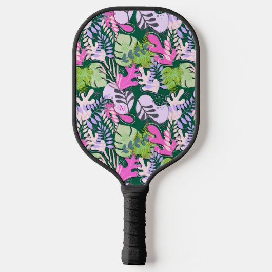 Pickleball Paddle : Abstract Leaves (black/green) (Achterkant)