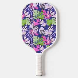 Pickleball Paddle : Abstract Leaves (blue/fuchsia)