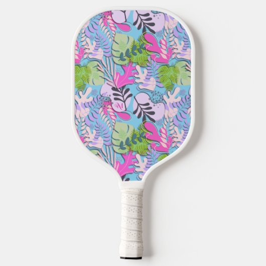 Pickleball Paddle : Abstract Leaves (yellow/blue) (Achterkant)