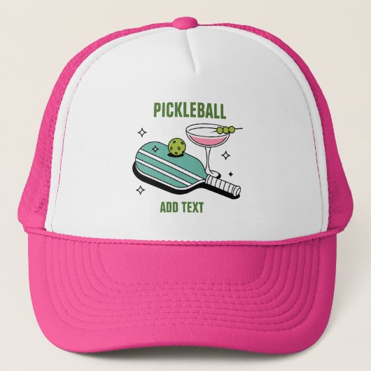 Pickleball Paddle and Cocktail Trucker Pet (Voorkant)