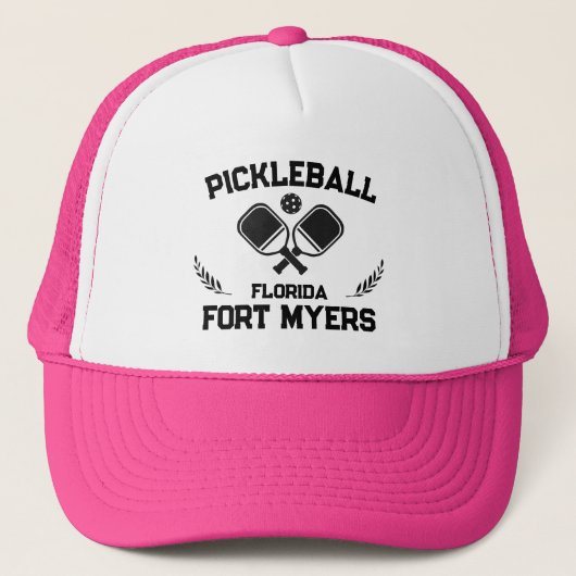 Pickleball Paddle Ball Fort Myers Florida Custom Trucker Pet (Voorkant)