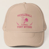 Pickleball Paddle Ball Fort Myers Florida Custom Trucker Pet (Voorkant)