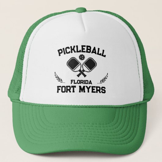 Pickleball Paddle Ball Fort Myers Florida Custom Trucker Pet (Voorkant)