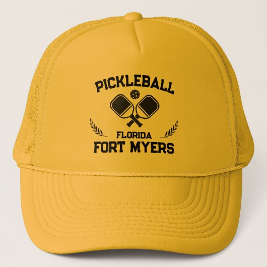 Pickleball Paddle Ball Fort Myers Florida Custom Trucker Pet (Voorkant)