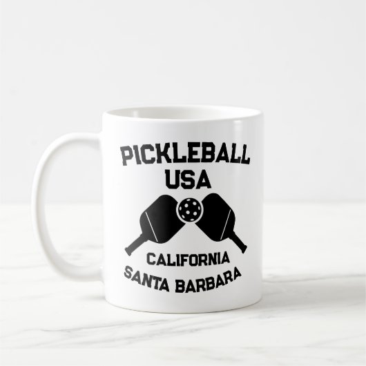 Pickleball Paddle Ball Santa Barbara CA Custom Koffiemok (Links)