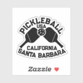 Pickleball Paddle Ball Santa Barbara CA Custom Sticker (Vel)