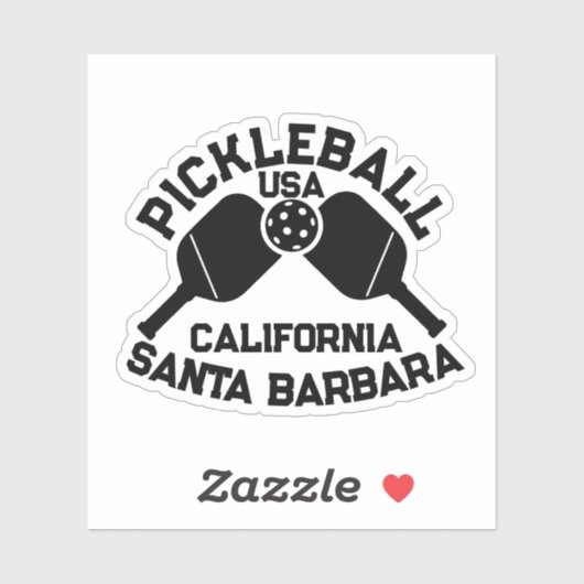 Pickleball Paddle Ball Santa Barbara CA Custom Sticker (Vel)