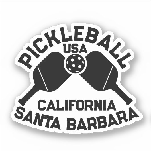 Pickleball Paddle Ball Santa Barbara CA Custom Sticker (Voorkant)