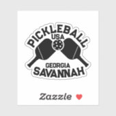 Pickleball Paddle & Ball Savannah Georgia Custom Sticker (Vel)