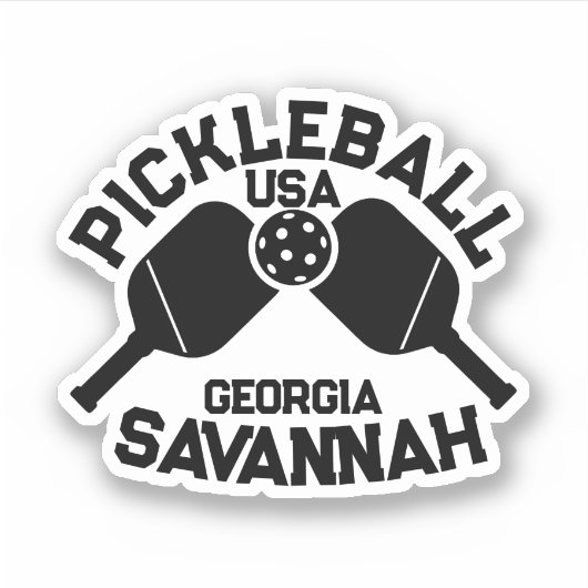 Pickleball Paddle & Ball Savannah Georgia Custom Sticker (Voorkant)