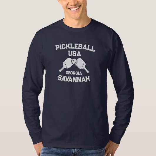 Pickleball Paddle & Ball Savannah Georgia Custom T-shirt (Voorkant)
