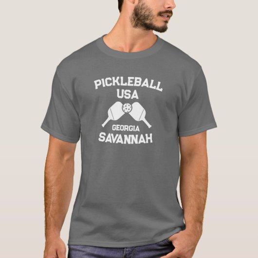 Pickleball Paddle & Ball Savannah Georgia Custom T-shirt (Voorkant)