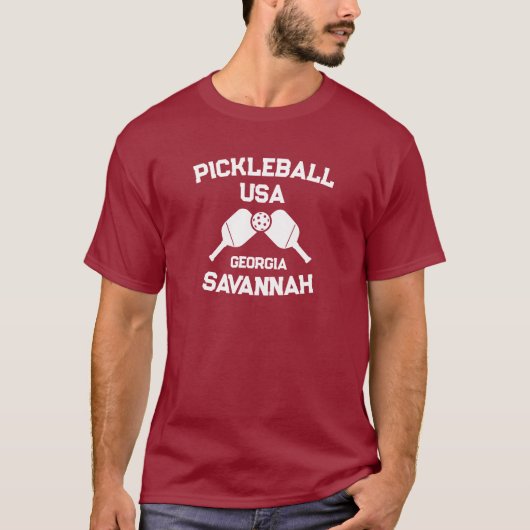 Pickleball Paddle & Ball Savannah Georgia Custom T-shirt (Voorkant)