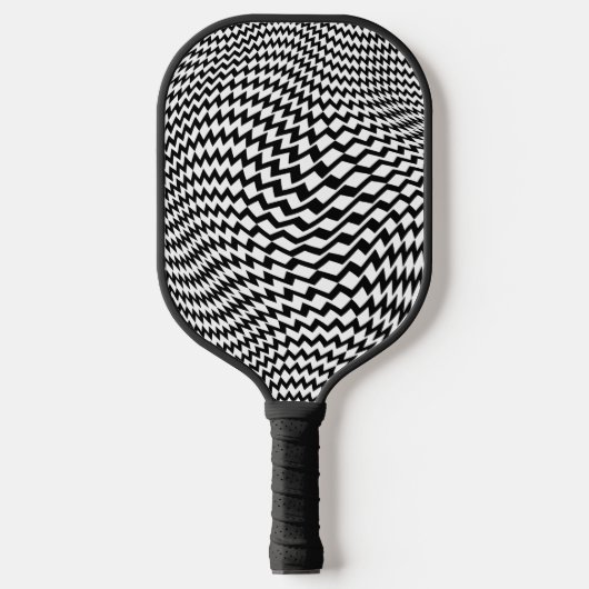 Pickleball Paddle Black White Op Art Zigzag (Voorkant)