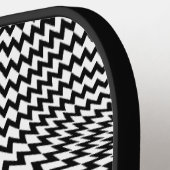 Pickleball Paddle Black White Op Art Zigzag (Links Detail)