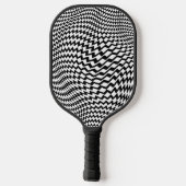 Pickleball Paddle Black White Op Art Zigzag (Achterkant)