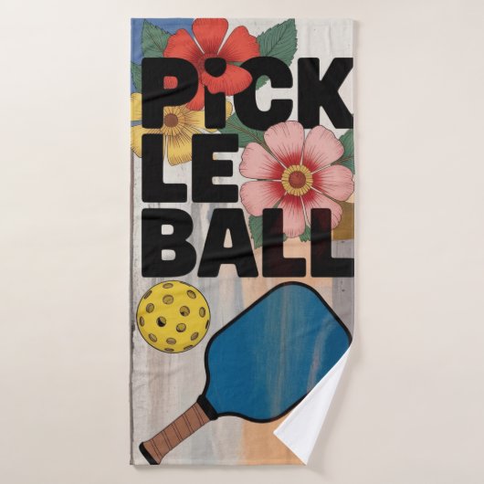 Pickleball Paddle Bloemige Resort Sport Handdoek (Badhanddoek)