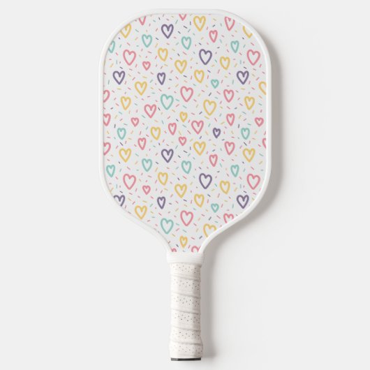 Pickleball Paddle Colorful Hearts  (Voorkant)