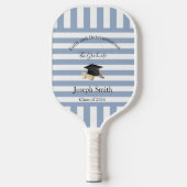Pickleball Paddle Cute Blue Stripe Graduation  (Voorkant)