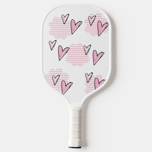 Pickleball Paddle Cute Pink Hearts  (Achterkant)