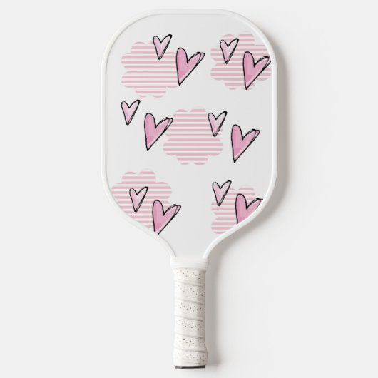 Pickleball Paddle Cute Pink Hearts  (Voorkant)