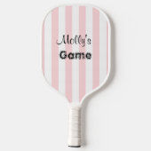 Pickleball Paddle Cute Stripe Pink & White (Achterkant)