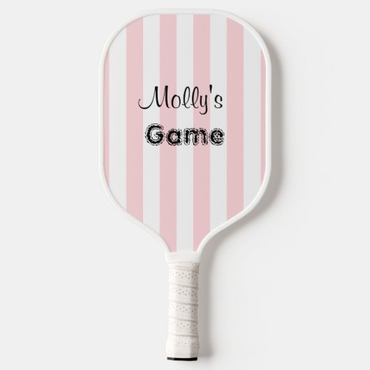 Pickleball Paddle Cute Stripe Pink & White (Achterkant)