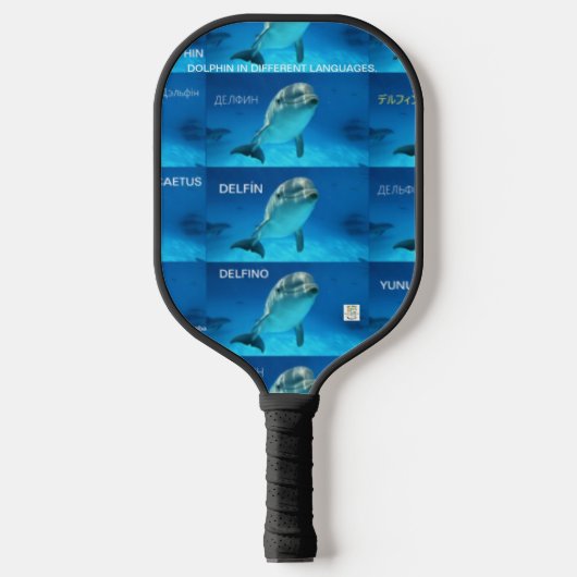 PICKLEBALL PADDLE DOLPHIN IN VERSCHILLENDE TALEN. (Voorkant)