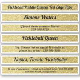 Pickleball Paddle Edge-tape - aangepaste naam Gold Sticker