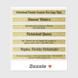 Pickleball Paddle Edge-tape - aangepaste naam Gold Sticker