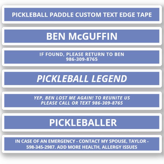 Pickleball Paddle Edge-tape - aangepaste naam ICE  Sticker (Voorkant)