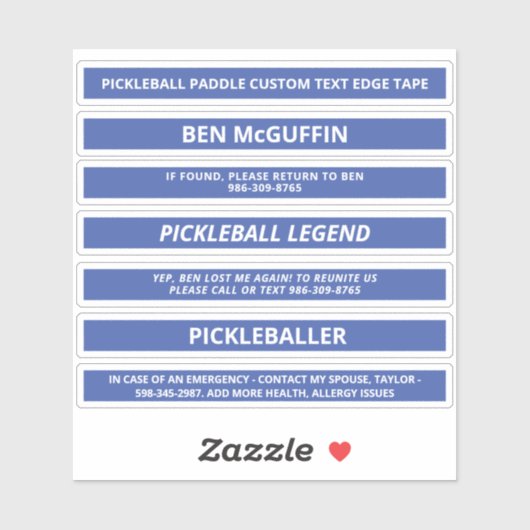 Pickleball Paddle Edge-tape - aangepaste naam ICE  Sticker (Vel)