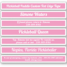 Pickleball Paddle Edge-tape aangepaste tekst roze  Sticker