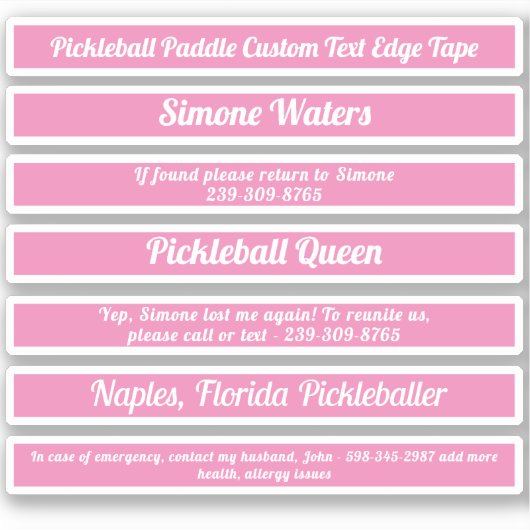 Pickleball Paddle Edge-tape aangepaste tekst roze Sticker (Voorkant)