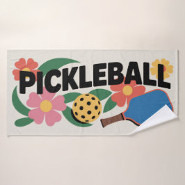 Pickleball Paddle en bal Bloemen Sporthanddoek Badhanddoek