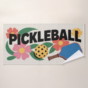 Pickleball Paddle en bal Bloemen Sporthanddoek Badhanddoek