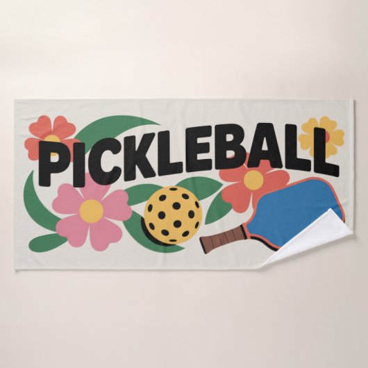 Pickleball Paddle en bal Bloemen Sporthanddoek Badhanddoek (Badhanddoek)