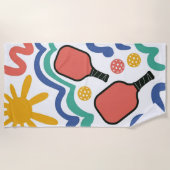 Pickleball paddle en bal strand handdoek cadeau (Voorkant)