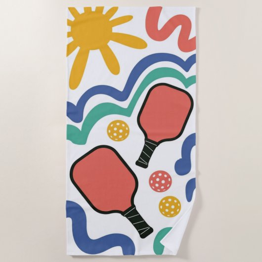 Pickleball paddle en bal strand handdoek cadeau (Voorkant)