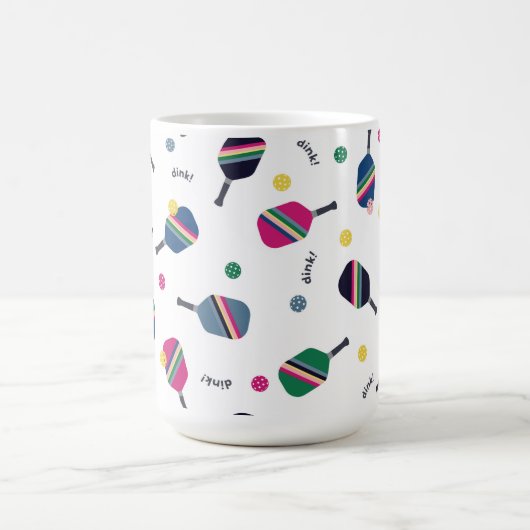 Pickleball Paddle en Fun Ball Blue Green Pink Koffiemok (Center)